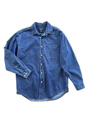Ralph Lauren Jeans Co Cotton Blue Denim Jean Button Down Pocket Shirt